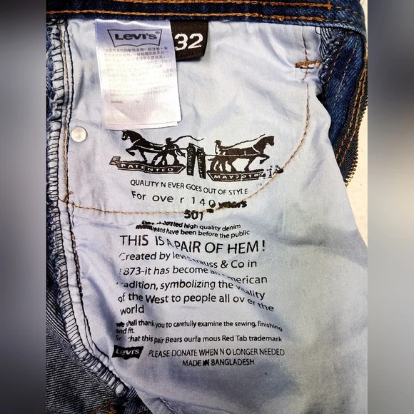 Levi 501 Classic Indigo Straight Jeans - Picture 2 of 4